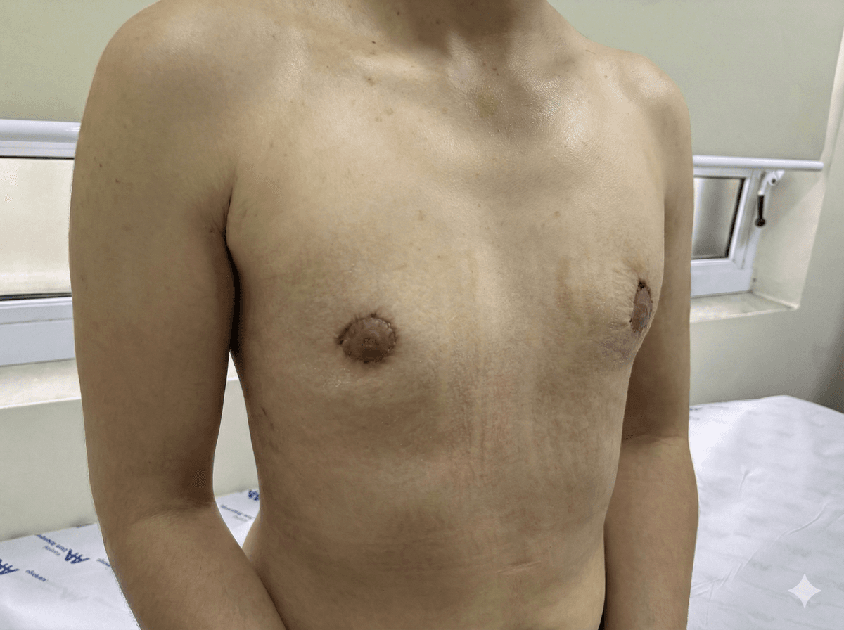 Resultado de mastectomia masculinizadora - Caso 1